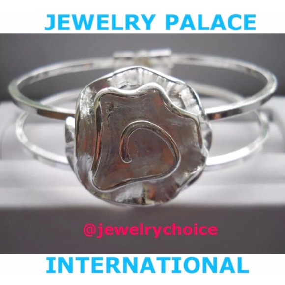 925 Stamped Silver Open & Close Rose Cuff Bangles. - Picture 1 of 5